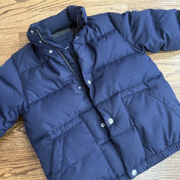 Gap Kids Down Puffer Cold Weather Navy Coat Insulated Fleece Hood Warm Kid S 6-7 - Picture 2 of 15